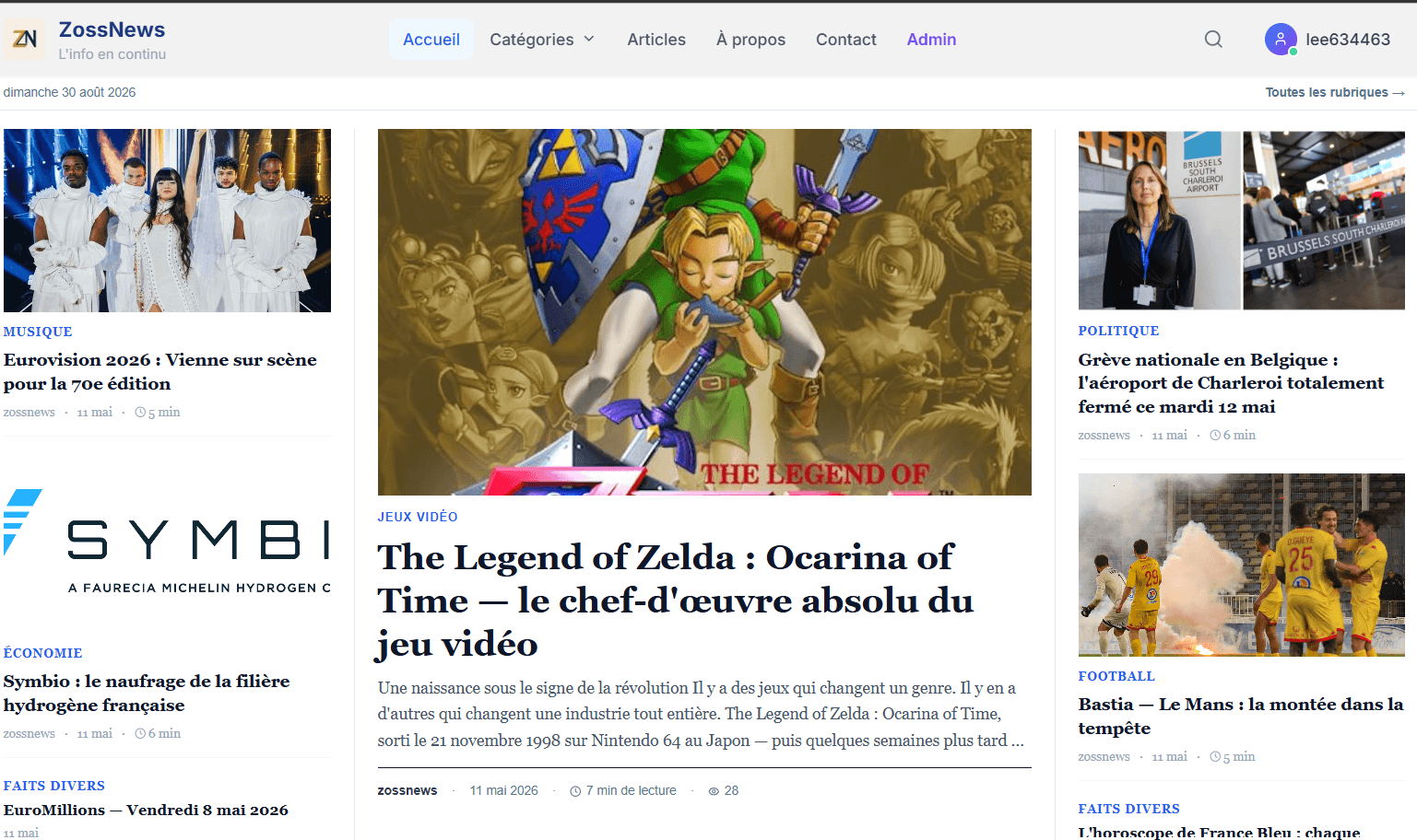 Aperçu du projet ZossNews